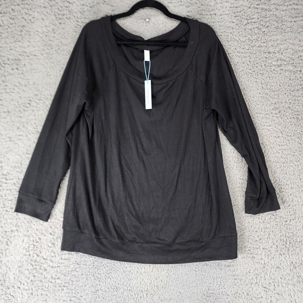 Ysyokow Shirt Womens XXL Black Jersey Knit Scoop Neck Shirt *NWT*